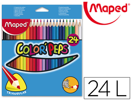 CRAYON COULEUR MAPED COLOR PEP'S TRIANGULAIRE MINE RSISTANTE COLORIS VIFS TUI CARTON 24 UNITS