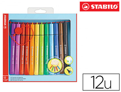 FEUTRE COLORIAGE STABILO CAPPI TROUSSEAU ZONE GRIP TRIANGULAIRE CAPUCHON VENTIL POINTE MOYENNE COFFRET 12 UNITS