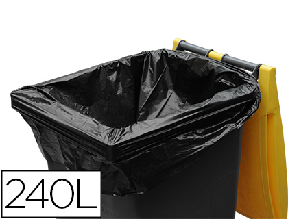 SAC POUBELLE CONTAINER POLYTHYLNE BASSE DENSIT 240L 35 MICRONS COLORIS NOIR ROULEAU 10 UNITES