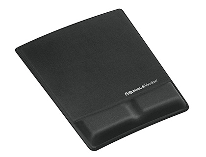 TAPIS SOURIS FELLOWES REPOSE-POIGNET ERGONOMIQUE GEL MOUSSE PROTECTION ANTIBACTRIENNE COLORIS NOIR