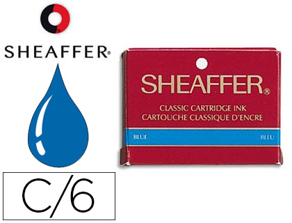 CARTOUCHE SHEAFFER COURTE ENCRE BLEUE EFFAABLE TUI 6 UNITS