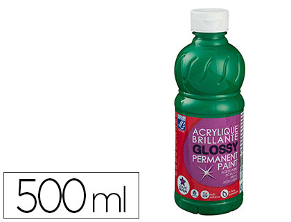 PEINTURE ACRYLIQUE LEFRANC BOURGEOIS GLOSSY FLUIDE BRILLANTE INDLBILE MULTI-SUPPORTS VERT BRILLANT FLACON 500ML