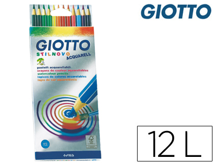 CRAYON COULEUR GIOTTO STILNOVO AQUARELLABLE HEXAGONAL 6.8MM MINE 3.3MM COLORIS VIFS INTENSES TUI 12 UNITS