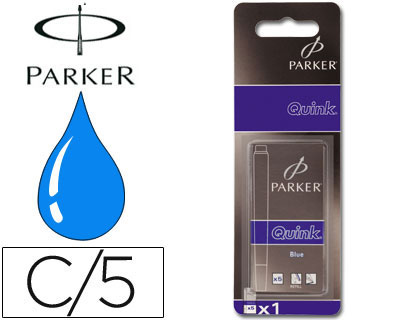 CARTOUCHE PARKER QUINK LONGUE ENCRE BLEUE EFFAABLE TUI 5 UNITS