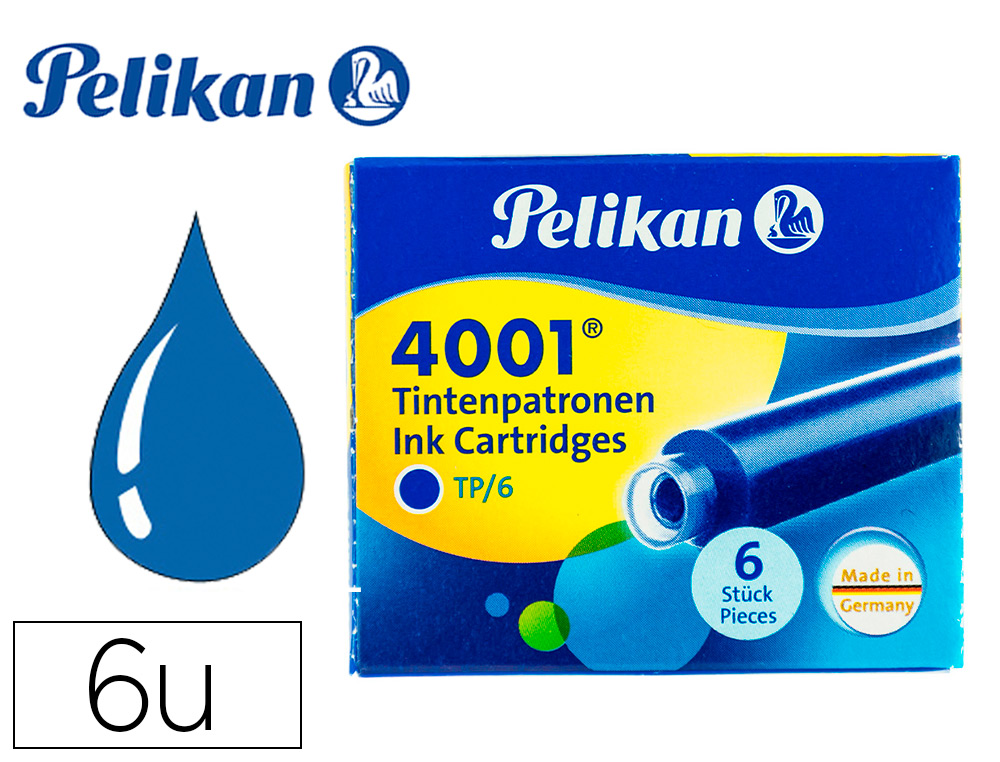 CARTOUCHE PELIKAN COURTE STANDARD BLEU EFFAABLE TUI 6 UNITS