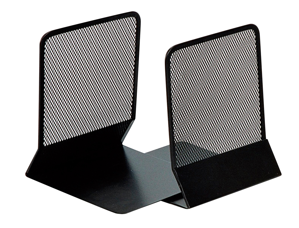 SERRE-LIVRES Q-CONNECT MAILLE MTALLIQUE EXCELLENT MAINTIENT DOCUMENTS JEU DE 2 SUPPORTS 135X152X165MM COLORIS NOIR