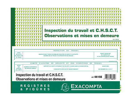 REGISTRE PIQU EXACOMPTA INSPECTION DU TRAVAIL 320X240MM 16 PAGES