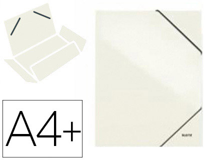 CHEMISE CARTON PELLICULÉ LEITZ WOW 24,1X31CM 250F 3 RABATS ÉLASTIQUE COLORIS BLANC PERLE