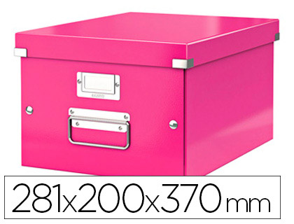 BOTE RANGEMENT LEITZ CLICK&STORE WOW PLIABLE L370XH281XP200 SURFACE LAMINE PORTE-TIQUETTE COLORIS ROSE