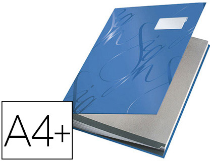 PARAPHEUR LEITZ DESIGN 18 ONGLETS RIGIDES OEILLETS INTERCALAIRES PORTE-TIQUETTE 340X25X240MM COLORIS BLEU