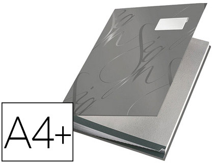 PARAPHEUR LEITZ DESIGN 18 ONGLETS RIGIDES OEILLETS INTERCALAIRES PORTE-TIQUETTE 340X25X240MM COLORIS GRIS