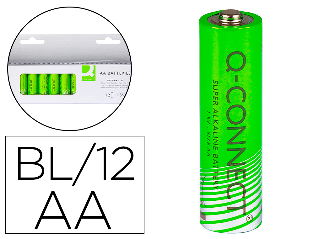 PILE Q-CONNECT CONOMIQUE CAPACIT 1.5V I.C.E LR06 TAILLE AA BLISTER 12 UNITS