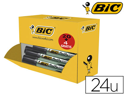 MARQUEUR BIC PERMANENT ONYX MARKER 1481 POINTE BISEAUTE    4/7MM TOUS SUPPORTS NOIR PACK  20 UNITS + 4 GRATUITS