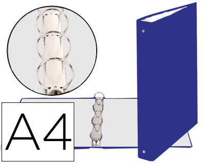 CLASSEUR EXACOMPTA 4 ANNEAUX 30MM A4 CARTE REMBORDE PVC DOS 40MM COLORIS BLEU FONC