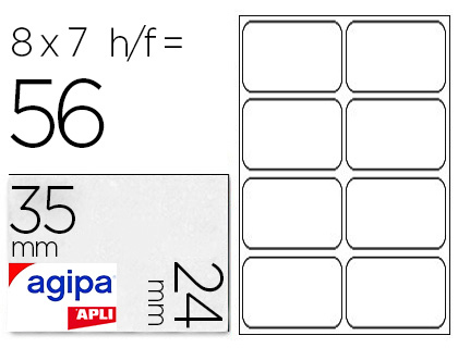 TIQUETTE ADHSIVE APLI AGIPA BUREAU 24X35MM POCHETTE 56 UNITS