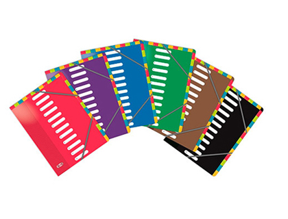 TRIEUR OXFORD COLOR LIFE POLYPROPYLNE A4+ 12 COMPARTIMENTS FERMETURE LASTIQUES ONGLETS DOUBLE ENTRE COLORIS ASSORTIS