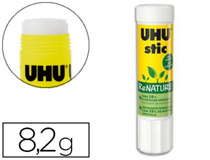 COLLE BLANCHE UHU STIC RENATURE FABRICATION ORIGINE VGTALE RECYCLABLE SANS SOLVANT MATIRES NATURELLES BTON 8.2G