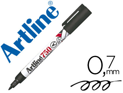 MARQUEUR ARTLINE 750 PERMANENT TEXTILE POINTE FINE CONIQUE 0.7MM CORPS MTAL COULEUR NOIR