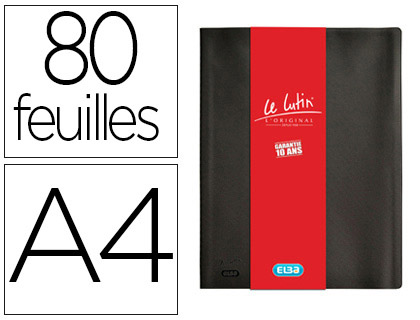 PROTGE-DOCUMENTS ELBA LE LUTIN CLASSIQUE PVC SOUPLE ANTI-TRANSFERT ENCRE 40 POCHETTES 80 VUES COLORIS NOIR