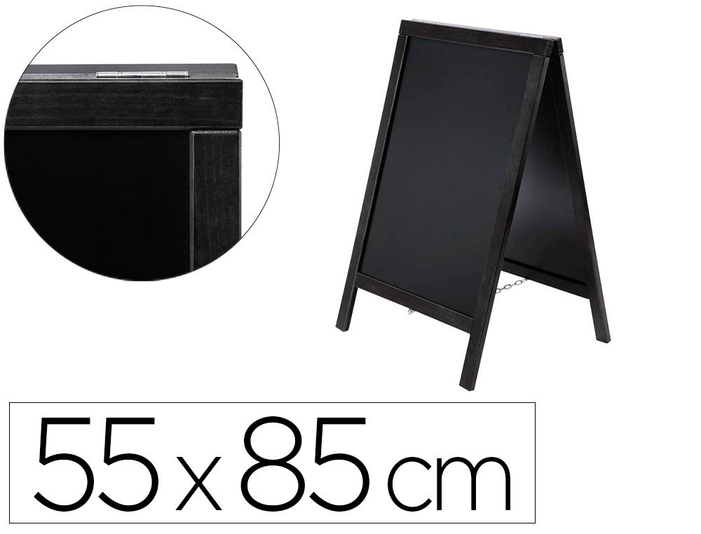 TABLEAU SOL NOIR LIDERPAPEL BOIS HTELLERIE CHEVALET DOUBLE FACE MARQUEUR TYPE CRAIE 55X85X52CM