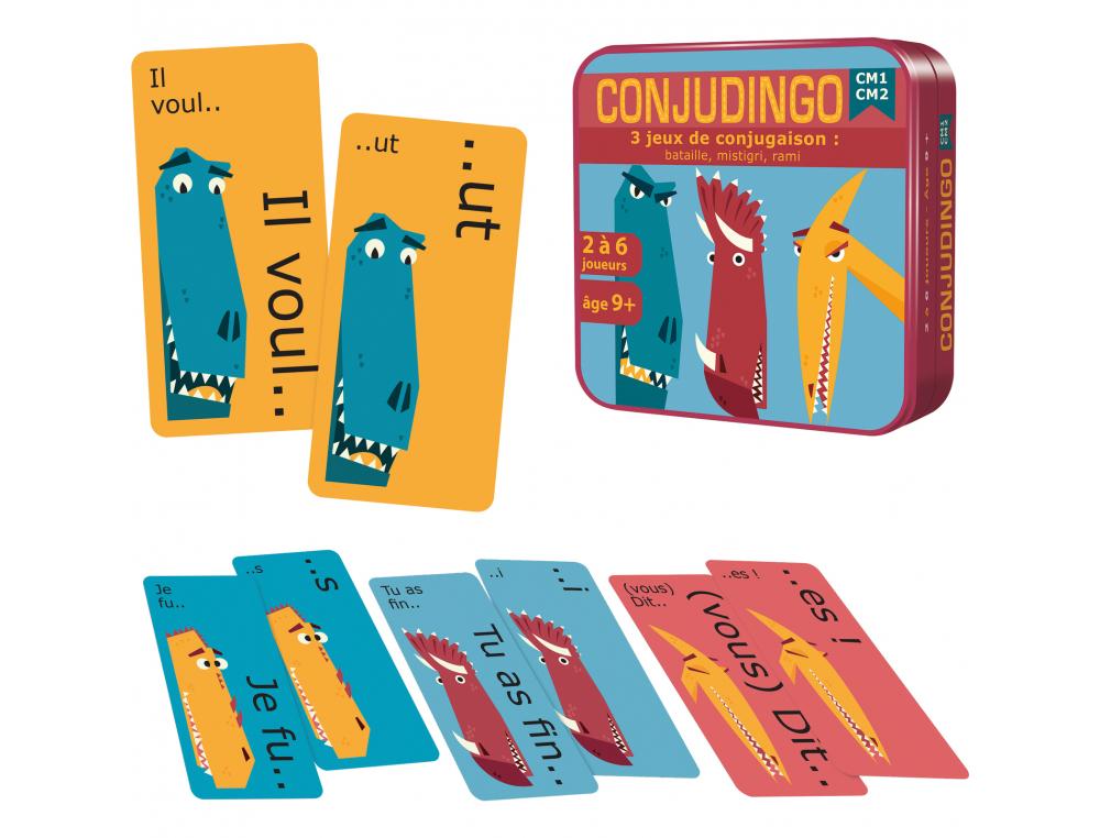JEU INTERDACTA CONJUDINGO CM1 AU CM2 110 CARTES REVERSIBLES + 1 REGLE DU JEU + RAPPEL DES CONJUGAISONS