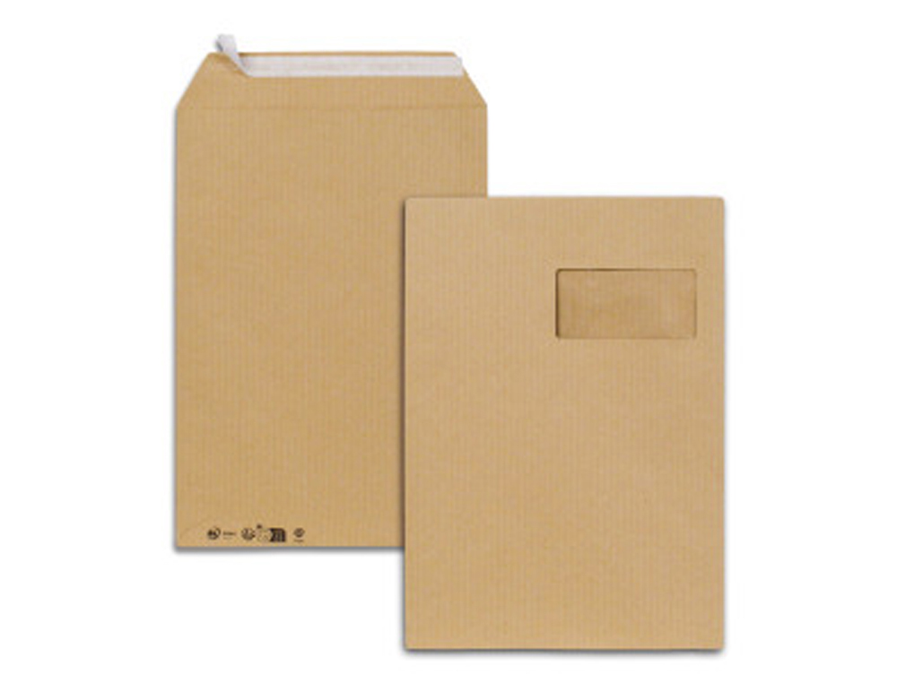 POCHETTES KRAFT BRUN C4 90G F100X50 ADHESIVES 229X324MM   PEFC ECO BOITE DE 250 UNITES