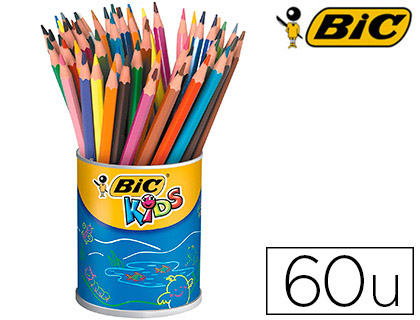 CRAYON COULEUR BIC KIDS ECO EVOLUTION COULEURS ASSORTIES POT 60 UNITS