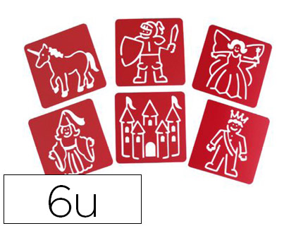 POCHOIR OZ INTERNATIONAL THME PRINCESSES ET CHEVALIERS 150X150MM LOT 6 UNITS