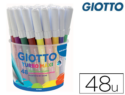 FEUTRE COLORIAGE GIOTTO TURBO MAXI ULTRA LAVABLE TEST DERMATOLOGIQUEMENT POINTE BLOQUE POT 48 UNITS