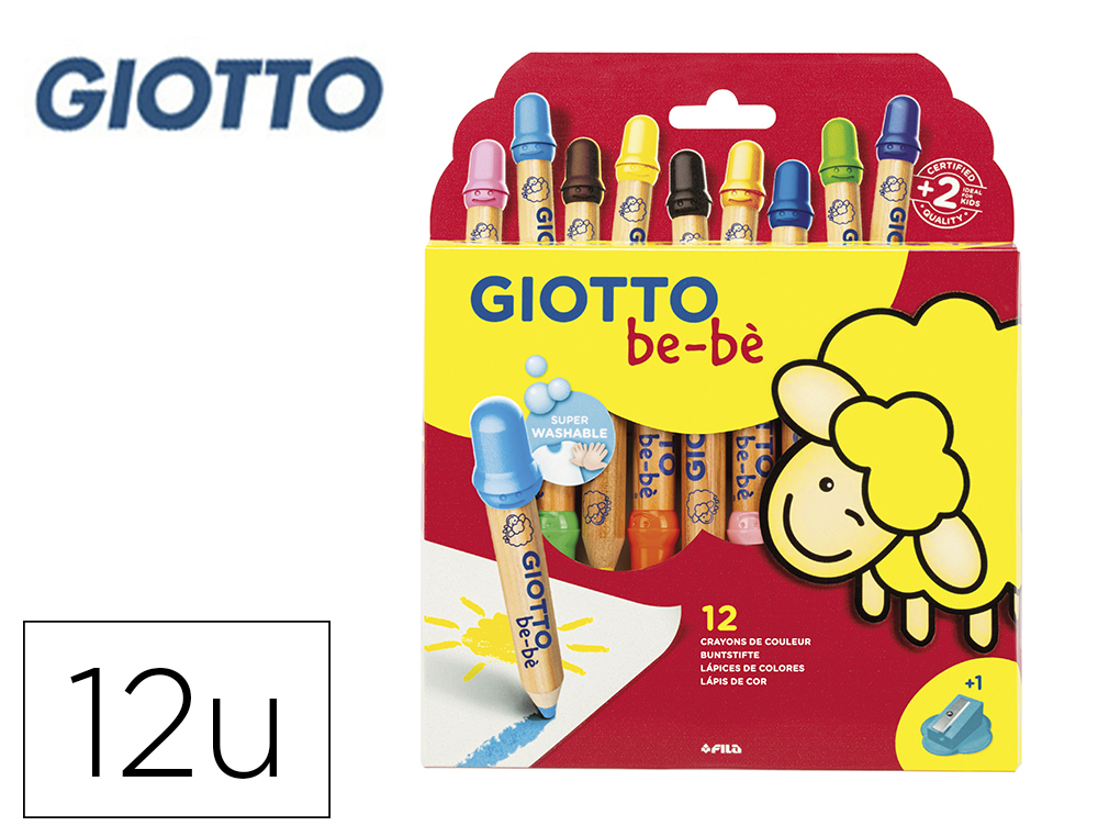 CRAYON COULEUR GIOTTO BE-B MAXI TEST DERMATOLOGIQUEMENT TUI 12 UNITS + 1 TAILLE-CRAYON