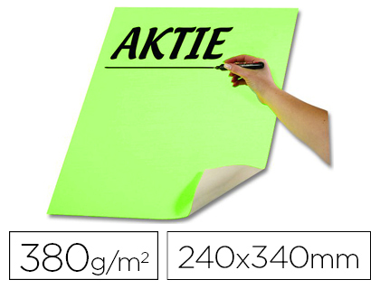 PAPIER CARTON FOLIA AFFICHE 380G 240X340MM COLORIS VERT FLUORESCENT BLOC 50 UNITS