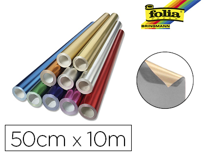ROULEAU PAPIER FOLIA MTALLIS UNI 50CMX10M 2 FACES COLORIS ARGENT/OR