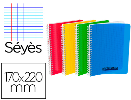 CAHIER CONQURANT CLASSIQUE RELIURE INTGRALE COUVERTURE POLYPROPYLNE A5+ 17X22CM 100 PAGES 90G SYS