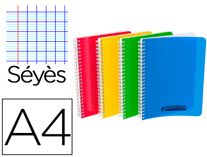 CAHIER CONQURANT CLASSIQUE RELIURE INTGRALE COUVERTURE POLYPROPYLNE A4 100 PAGES 90G SYS
