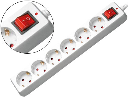 MULTIPRISE MEDIARANGE PARAFOUDRE 6 PRISES INTERRUPTEUR ON/OFF SCURIT ENFANT LONGUEUR CORDON 1.4M