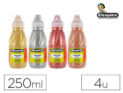 GOUACHE CLPATRE NEFERTARI TOUS SUPPORTS COULEURS MTALLIQUES OR ARGENT BRONZE ET CUIVRE 250ML LOT 4 UNITS