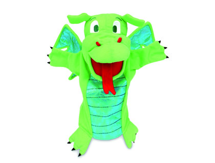 MARIONNETTE FIESTA CRAFTS EN TISSU POUR MAIN ET DOIGTS DRAGON VERT 17X33CM