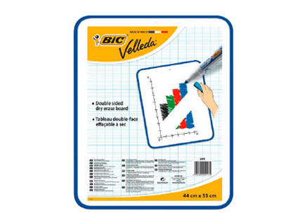 TABLEAU BLANC VELLEDA DOUBLE FACE EFFAABLE UNIE OEILLET SUSPENSION LIVR SOUS POCHETTE 60X90CM