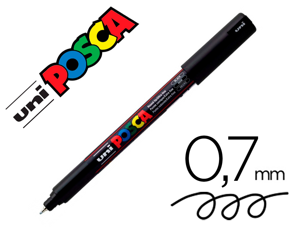 MARQUEUR POSCA PC1MR BASE EAU POINTE CALIBREE EXTRA FINE    0,7MM NOIR               SANS/ODEURS/ALCOOL/SOLVANT TOUS