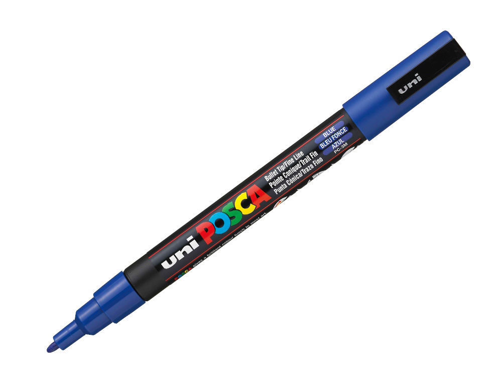 MARQUEUR POSCA PC3M BASE EAU POINTE CONIQUE FINE 0,9-1,3MM SANS ODEURS/ALCOOL/SOLVANT    TOUS SUPPORTS COLORIS BLEU