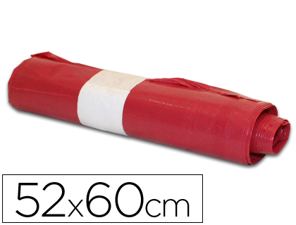 SAC POUBELLE DOMESTIQUE 52X60CM CALIBRE 70 CAPACIT 20L COLORIS ROUGE ROULEAU 20 UNITS