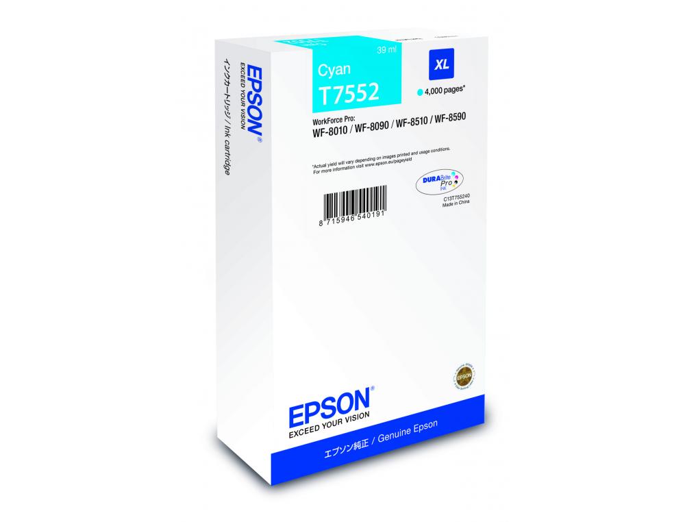CARTOUCHE JET ENCRE EPSON T7552 HC ORIGINAL C13T75524010 COULEUR CYAN