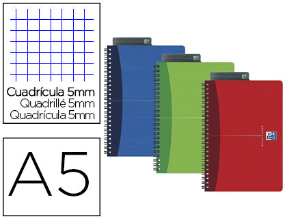 CAHIER OXFORD OFFICE ESSENTIALS RELIURE INTGRALE COUVERTURE SOUPLE A5 100 PAGES 90G QUADRILL 5MM