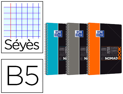 CAHIER SPIRALE OXFORD STUDY NOMADBOOK RELIURE INTGRALE B5 176X250MM 160 PAGES 90G SYS