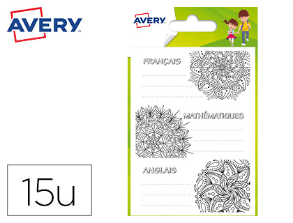 TIQUETTE AVERY MATIRES SCOLAIRES COLORIAGE 76X34MM BOTE 15 UNITS