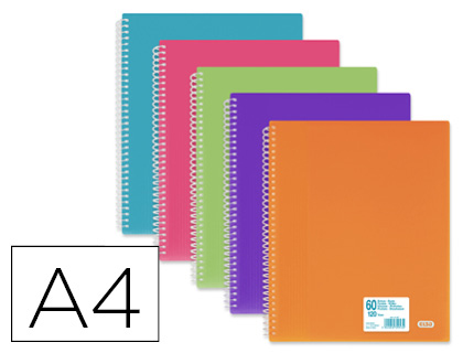 PROTGE-DOCUMENTS  SPIRALE ELBA SCHOOL LIFE FORMAT A4 60 POCHETTES POLYPROPYLNE TRANSLUCIDE COLORIS ASSORTIS