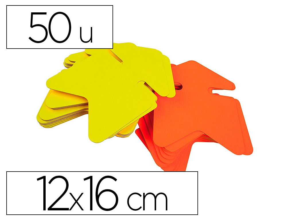 TIQUETTE AFFICHAGE APLI AGIPA FLCHE NON EFFAABLE 12X16CM CARTON FLUO JAUNE/ORANGE 780G LOT 50 UNITS