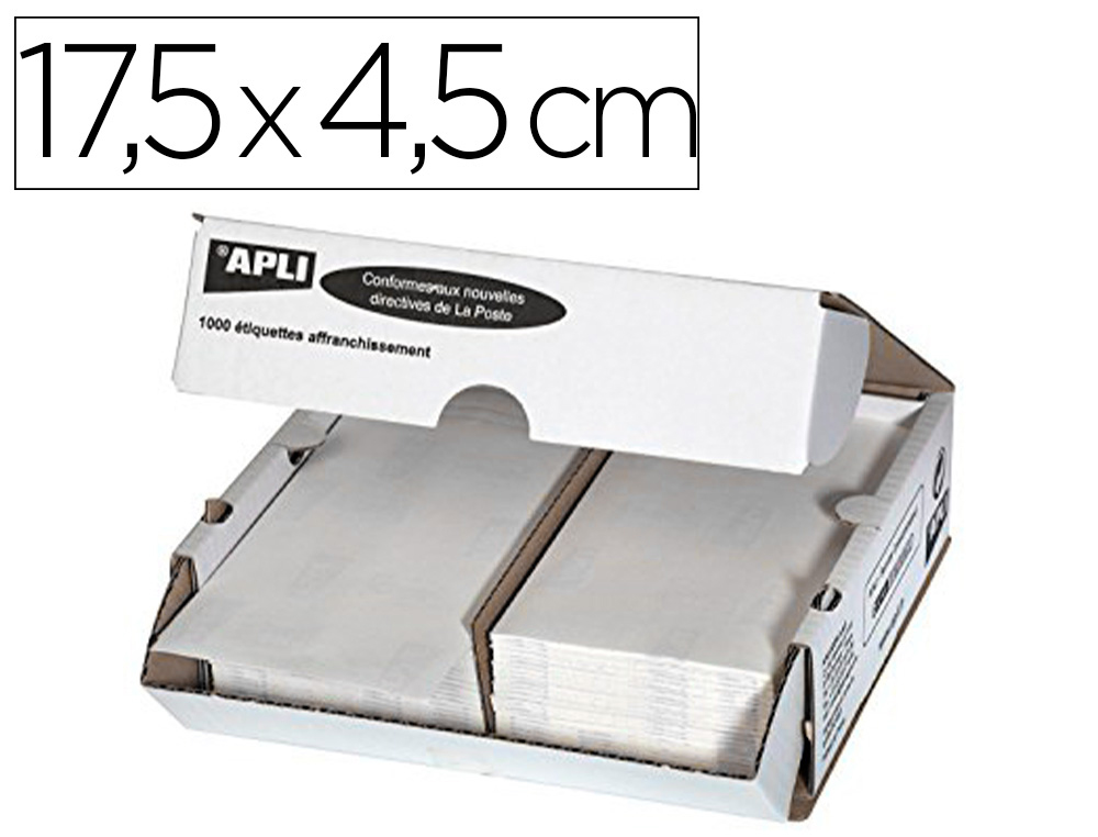 TIQUETTE AFFRANCHISSEMENT APLI AGIPA ADHSIF PERMANENT 175X45MM 2 TIQUETTES/PLANCHE BOTE 1000 UNITS