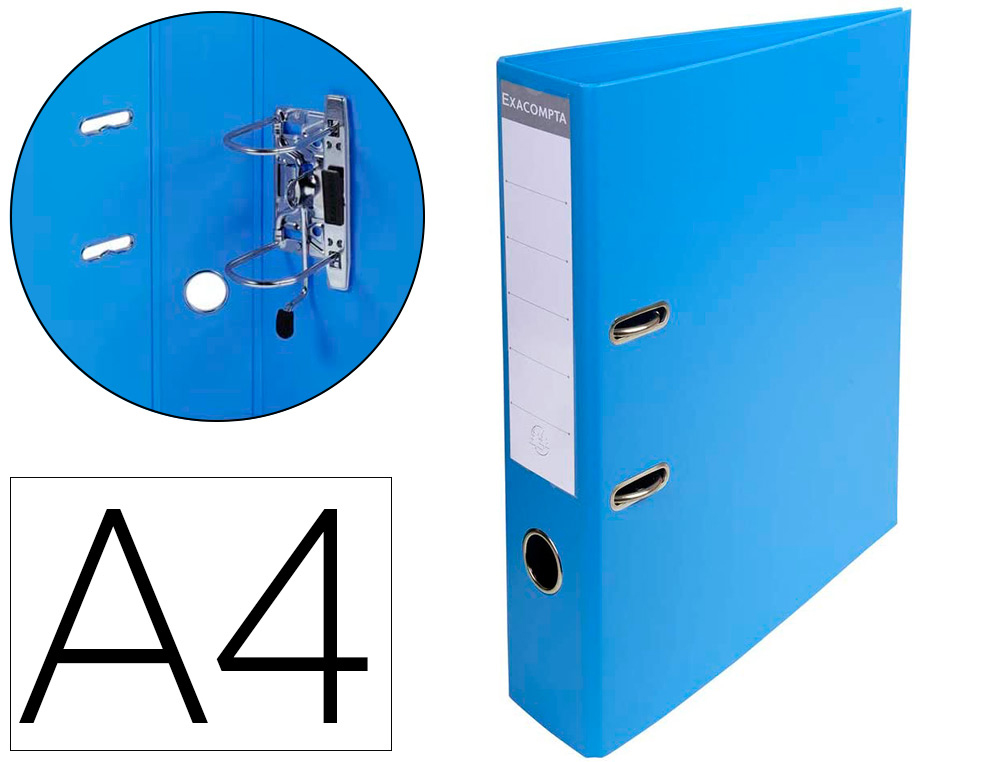 CLASSEUR LEVIER EXACOMPTA CARTON RECOUVERT PVC A4 32X29CM DOS 7CM TIQUETTE PORTE-TIQUETTE COLORIS BLEU