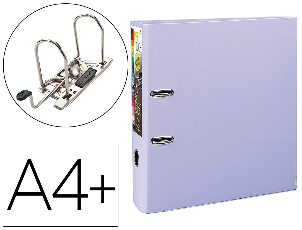 CLASSEUR LEVIER EXACOMPTA PREM'TOUCH POLYPROPYLNE A4+ 32X30CM DOS 8CM BOUTON POUSSOIR COLORIS LILAS